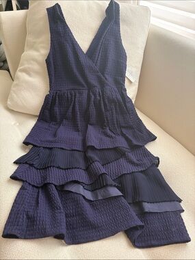 RIORAO women’s purple V neck tiered dress